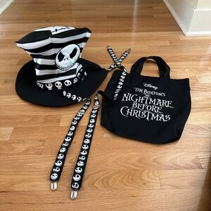 Disney Tim Burton's Nightmare Before Christmas Top Hat, Tote & Suspenders